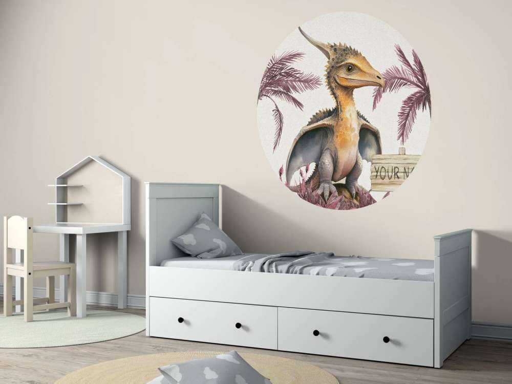 Baby pteranodon in the pink jungle