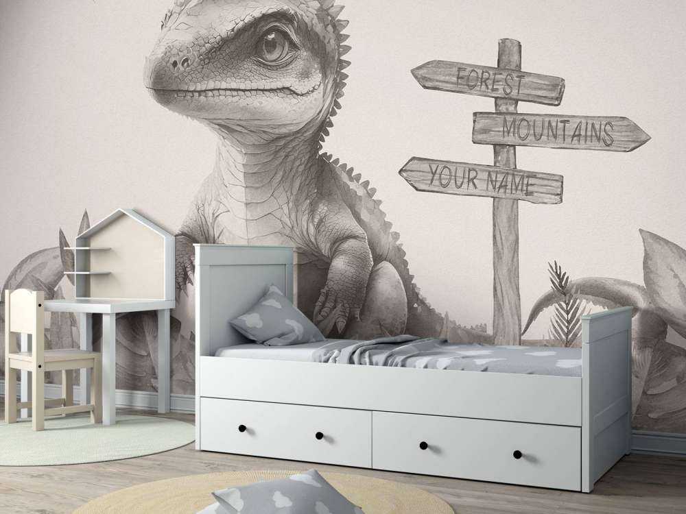 Baby spinosaurus in the beige jungle