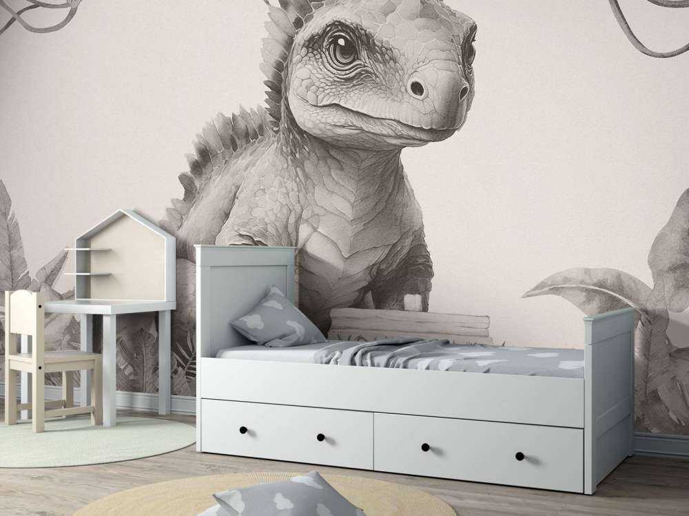 Baby ankylosaurus in the beige jungle