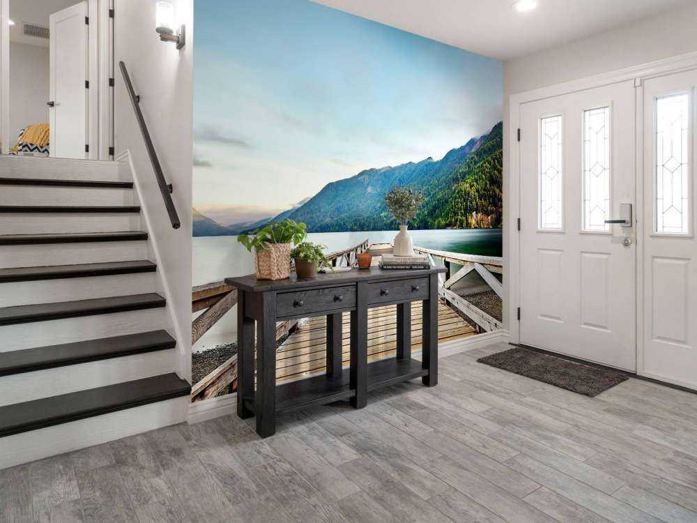 Long wooden scaffolding in more 