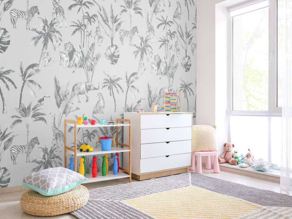 Animal jungle pattern gray