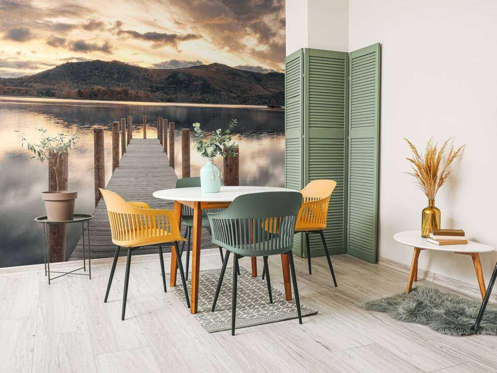 Wooden jetty at a lake