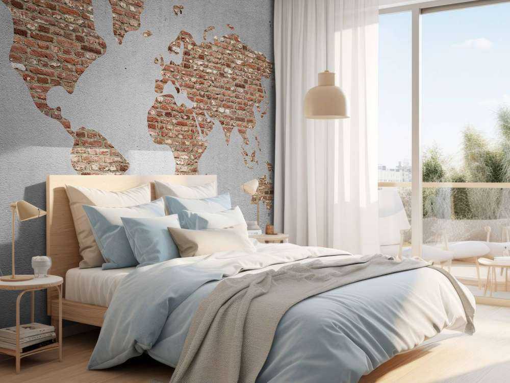 World map with bricks