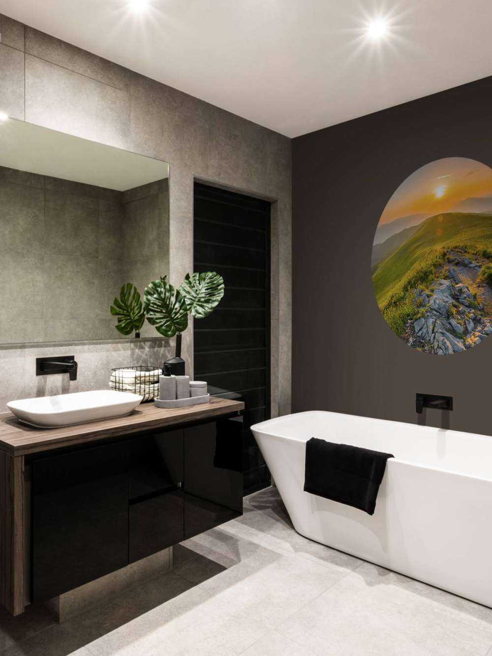 Sunset in a mountainous landscape