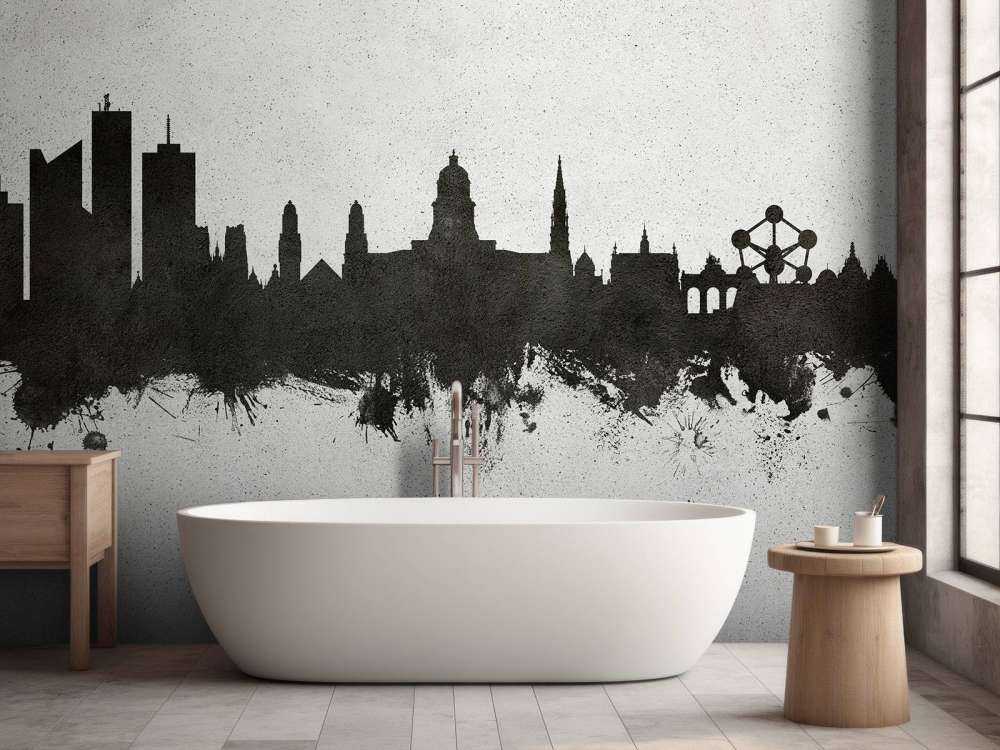 Watercolor skyline, Brussels