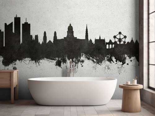 Watercolor skyline, Brussels