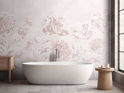 Baroque floral landscape - powder pink