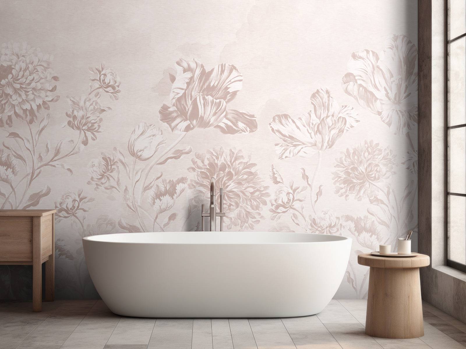 Baroque floral landscape - powder pink