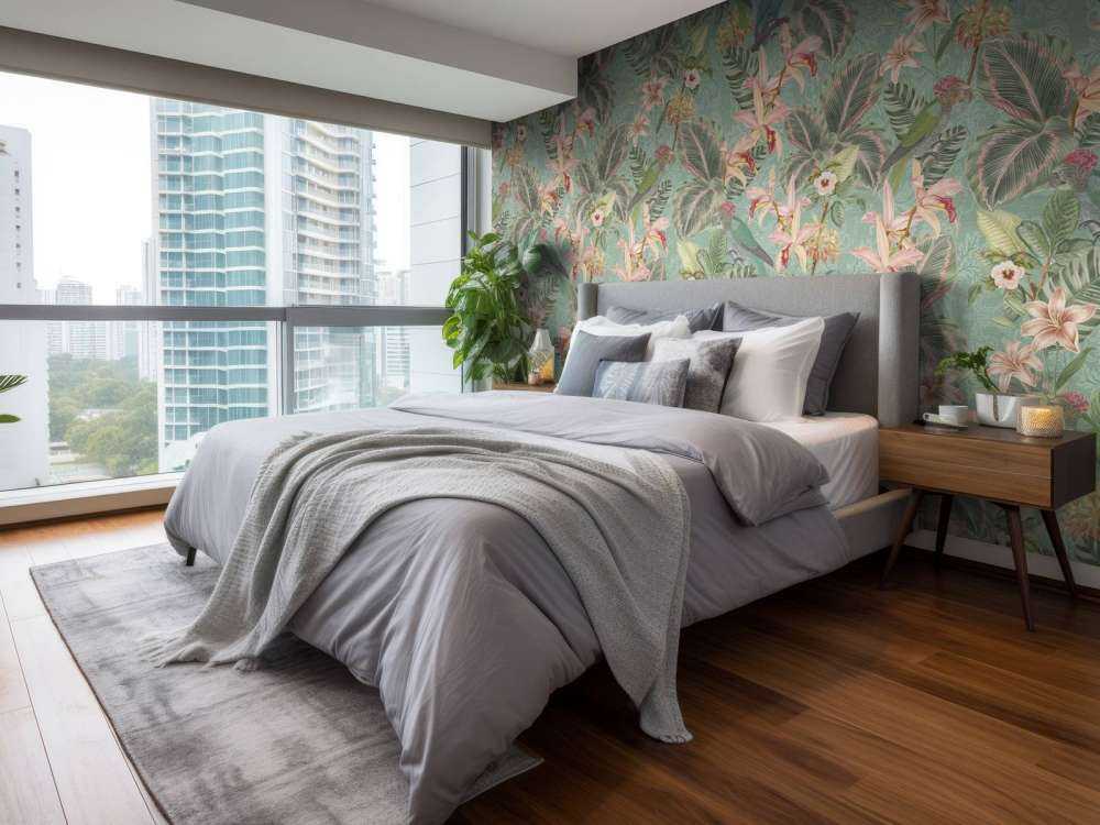 Tropical Jungle birds & parrots - mint green