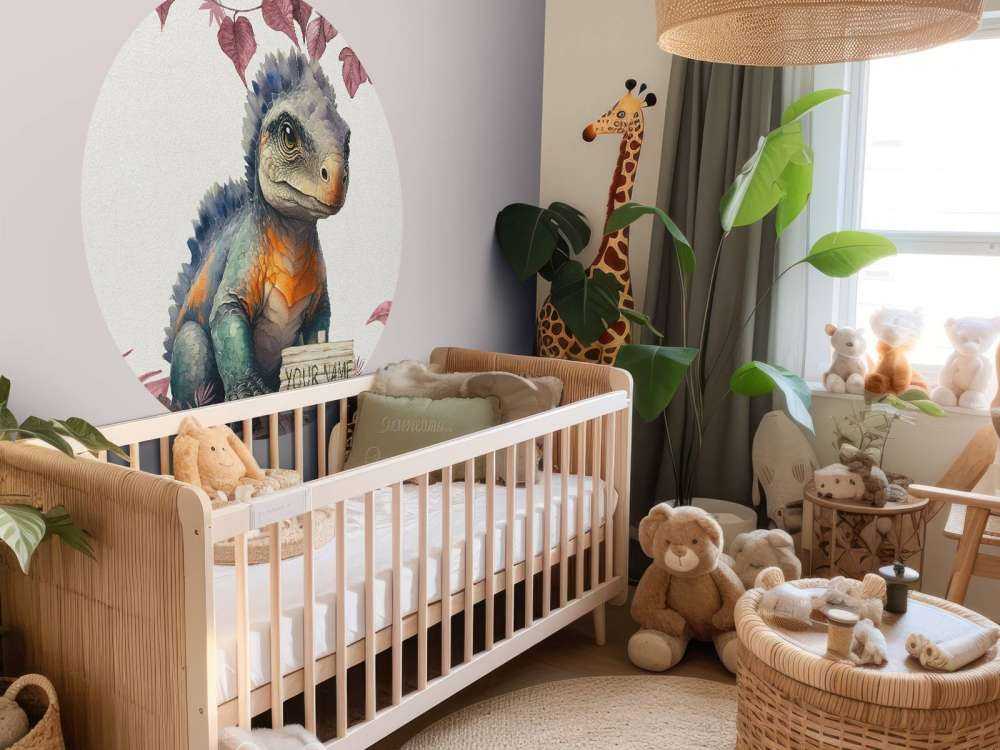 Baby ankylosaurus in the pink jungle