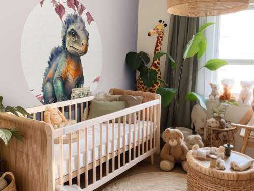 Baby ankylosaurus in the pink jungle