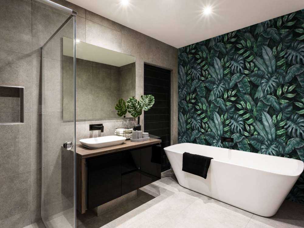 Botanical pattern with palm leaves