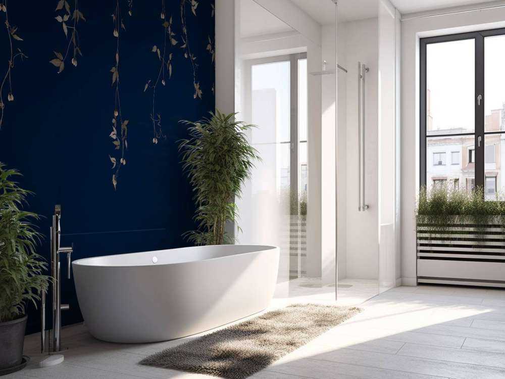 Clematis sprigs on midnight blue