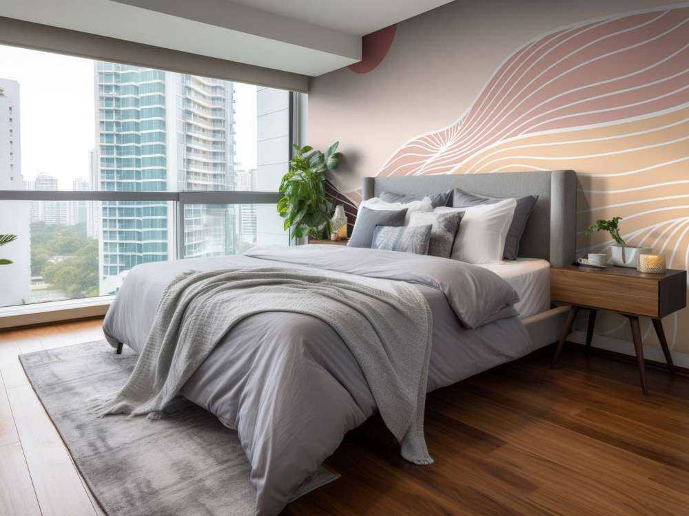 Lineart mountains with the sun