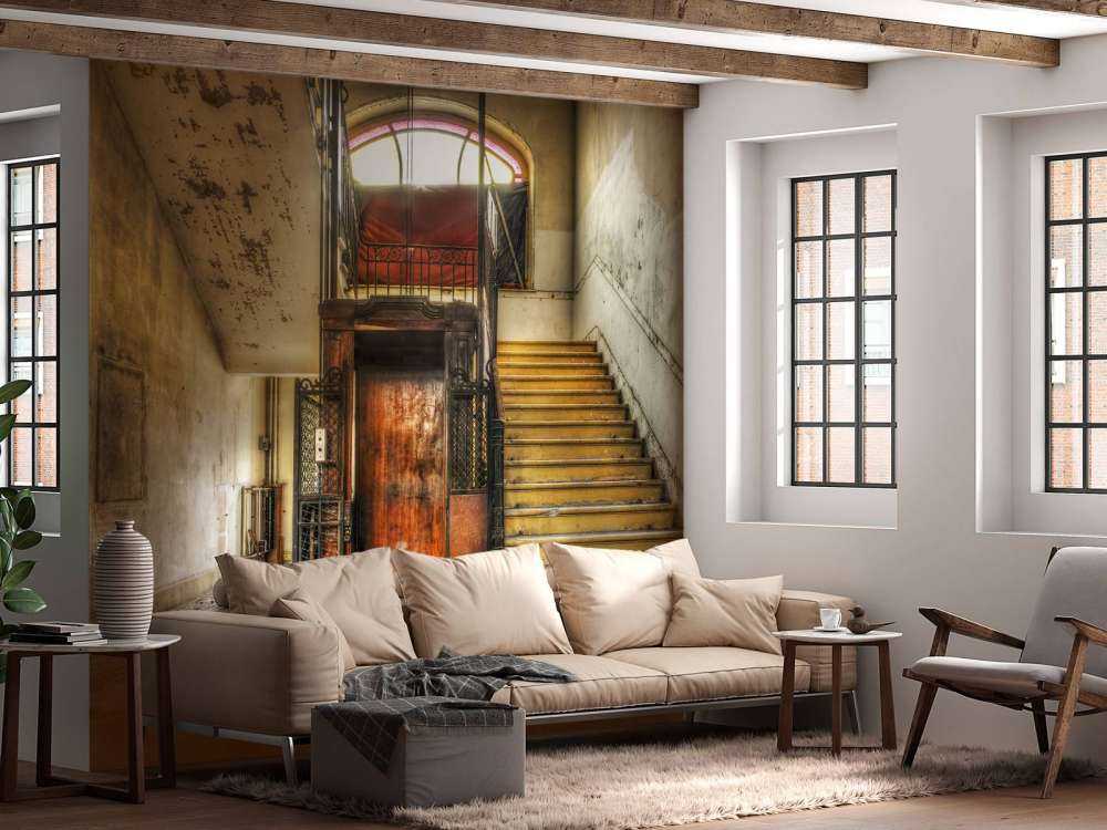 Abandoned hotel lobby