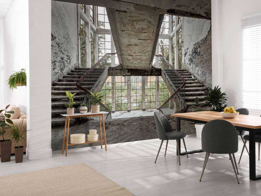 Stairwell in abandoned school