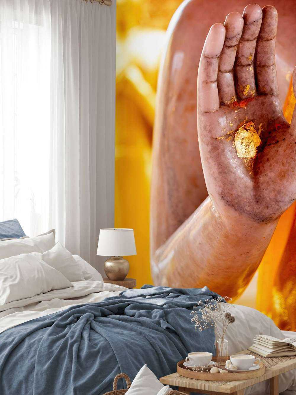 Palm with gold plaque Temple complex Bangkok (Thailand)