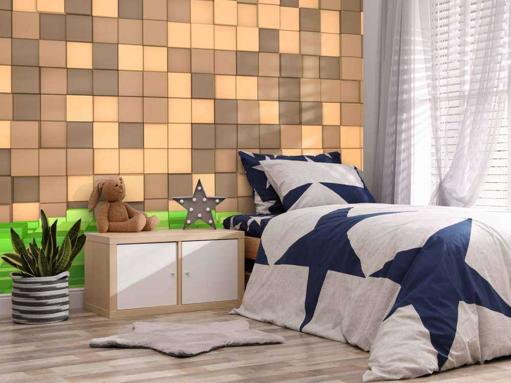 3D Minecraft landscape with brown blocks