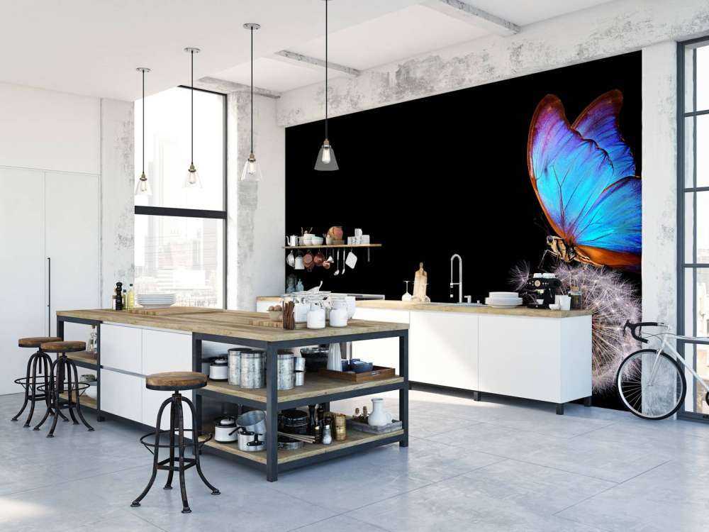 Blue butterfly on a dandelion