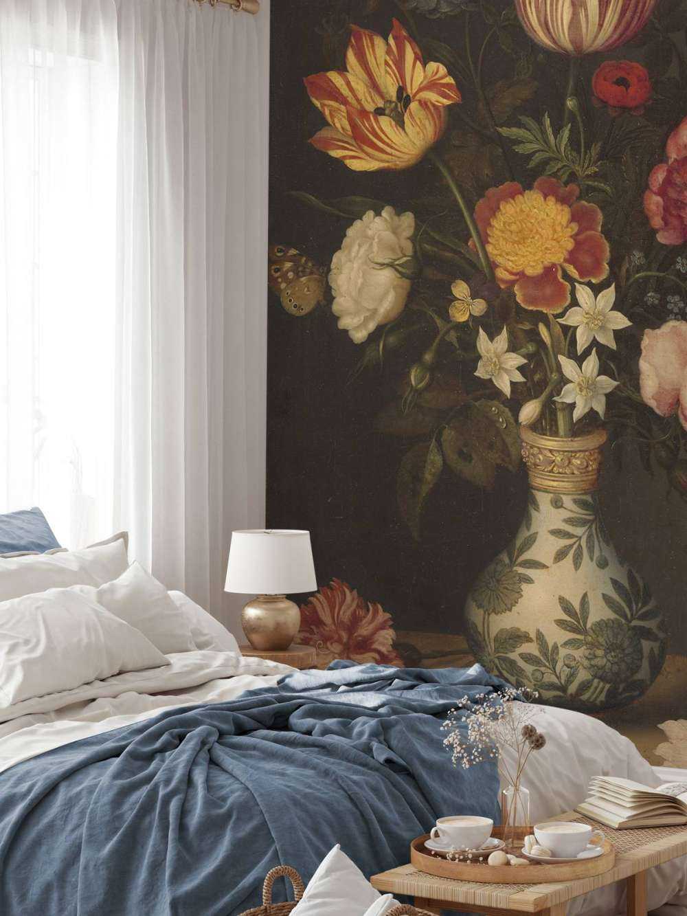 Stilleven met bloemen in een Wan-li vaas