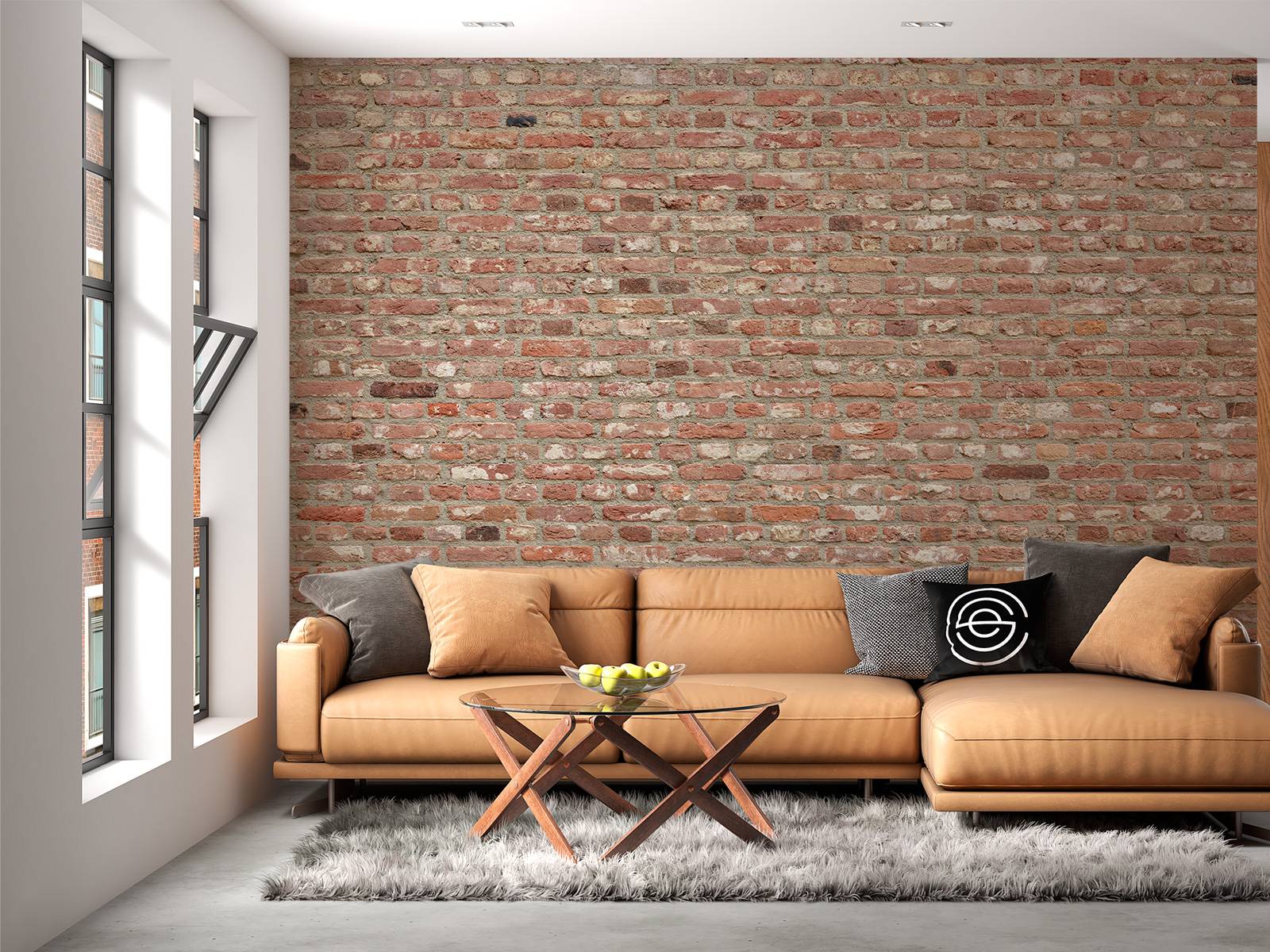 Wall with different colours of bricks