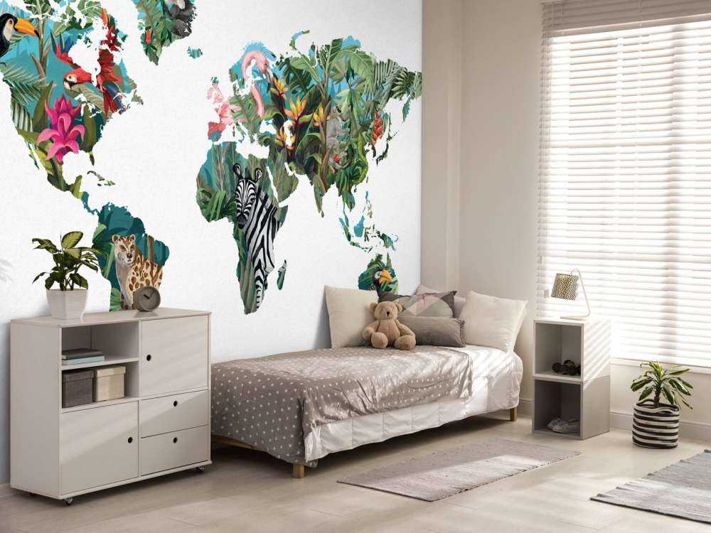 Jungle dieren wereldkaart