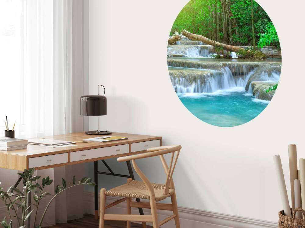 Wide waterfall in the forest