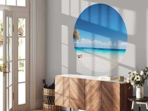 Chairs and parasol on tropical beach