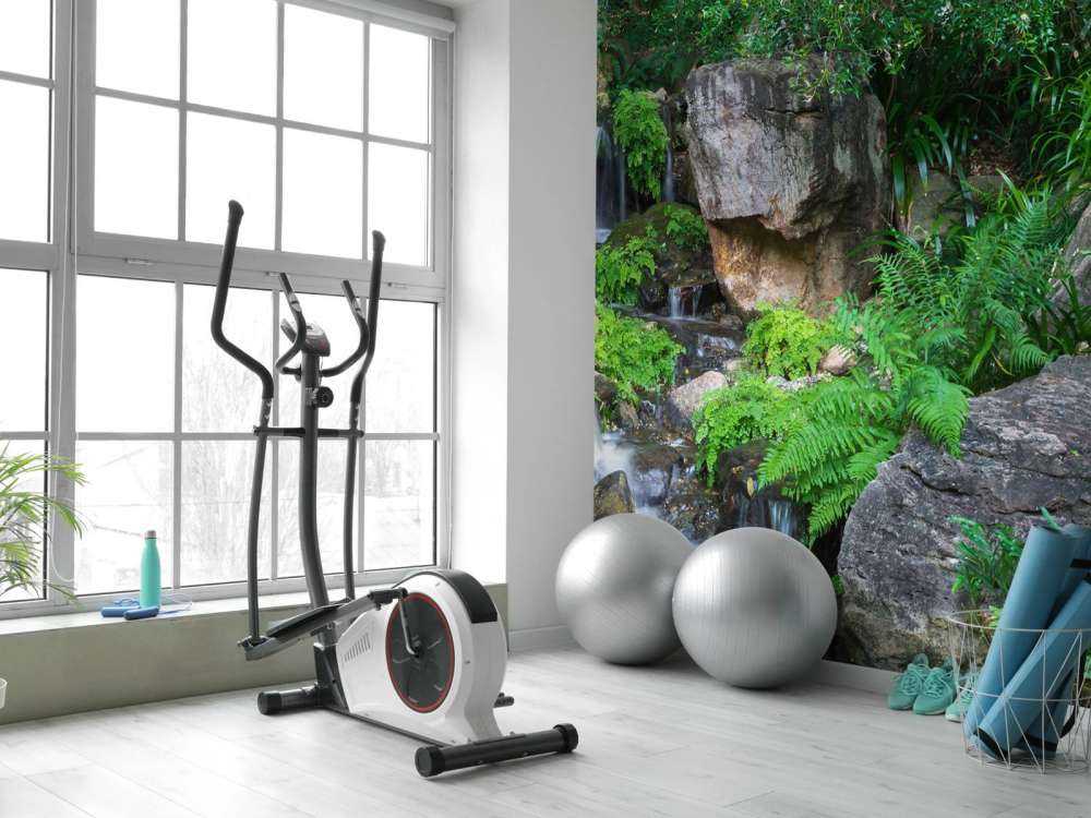 Waterfall with tropical plants