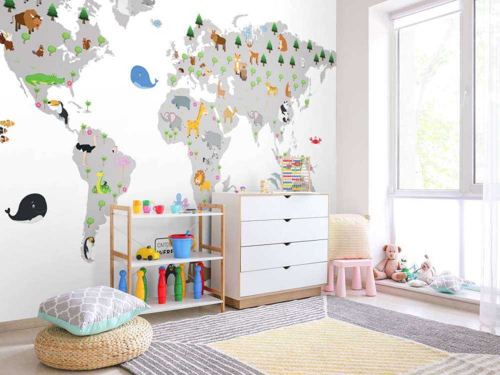 World map for children with white background