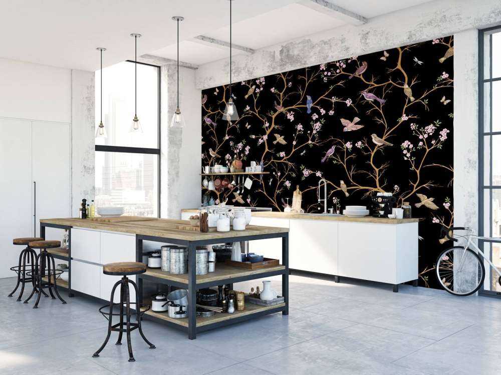 Blossom branches with birds