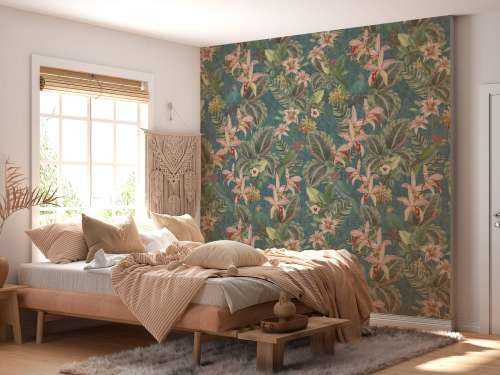 Tropical Jungle birds & parrots - turquoise