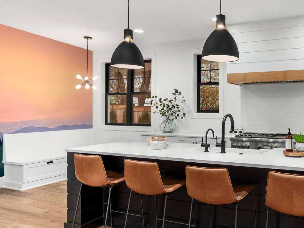 Italian landscape with orange sky