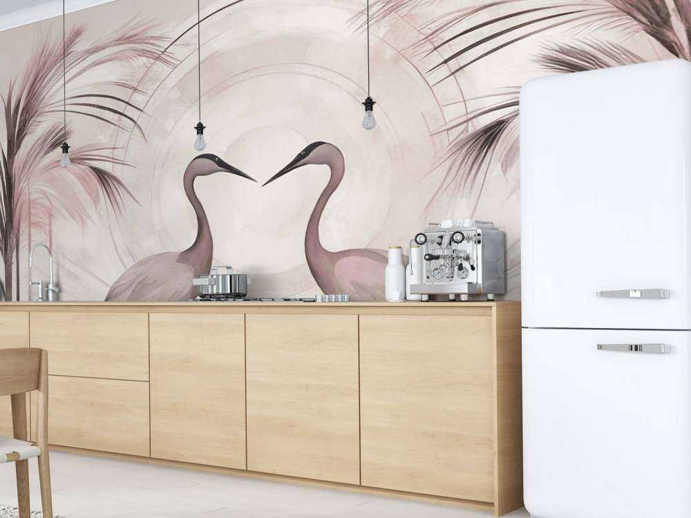 Cranes at Sunset Pink