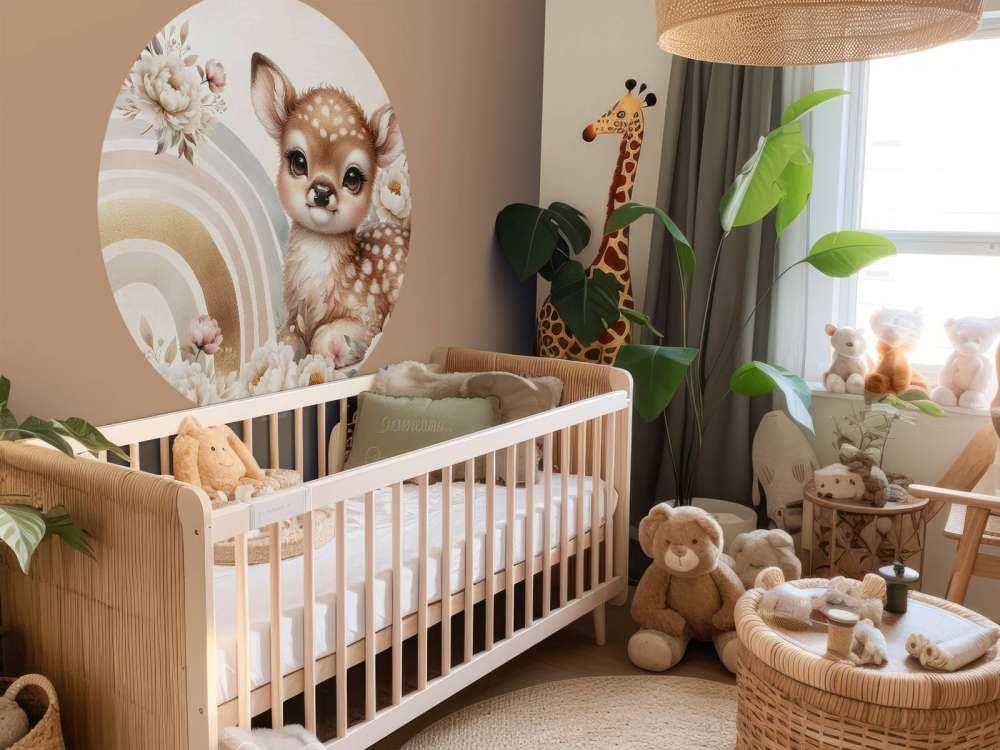 Dear little deer and golden rainbow