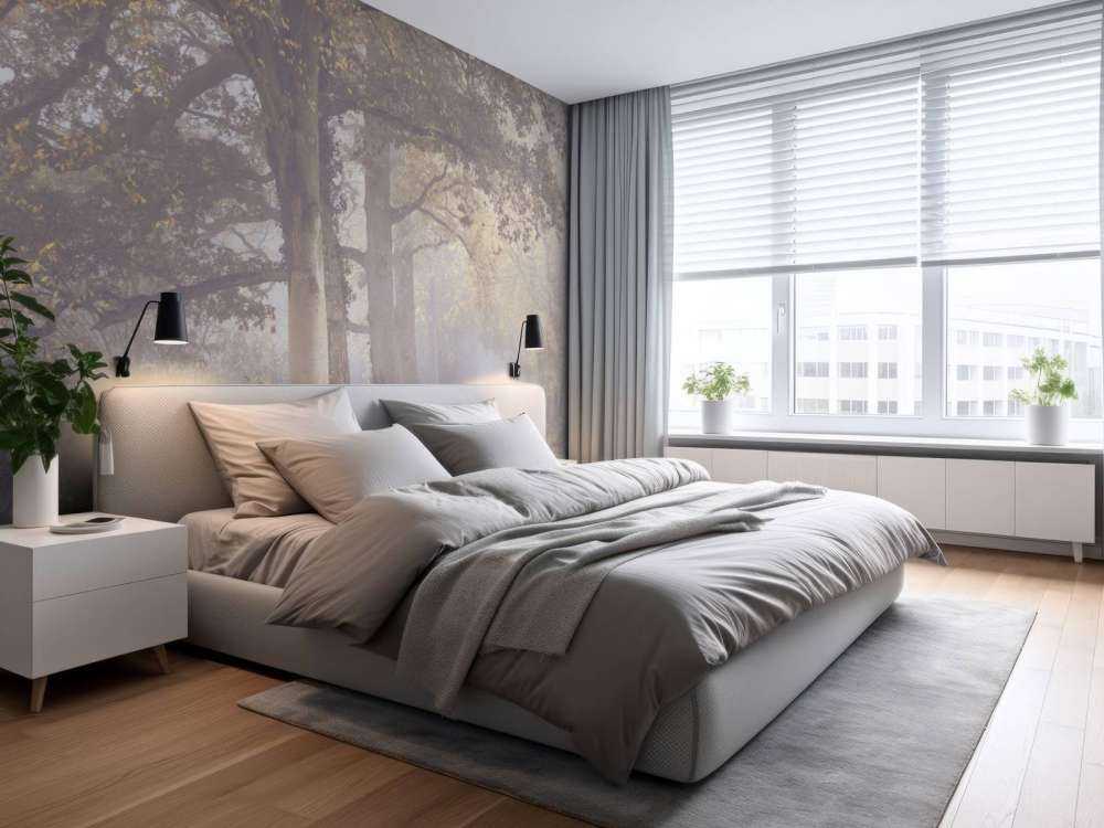 Misty road with trees