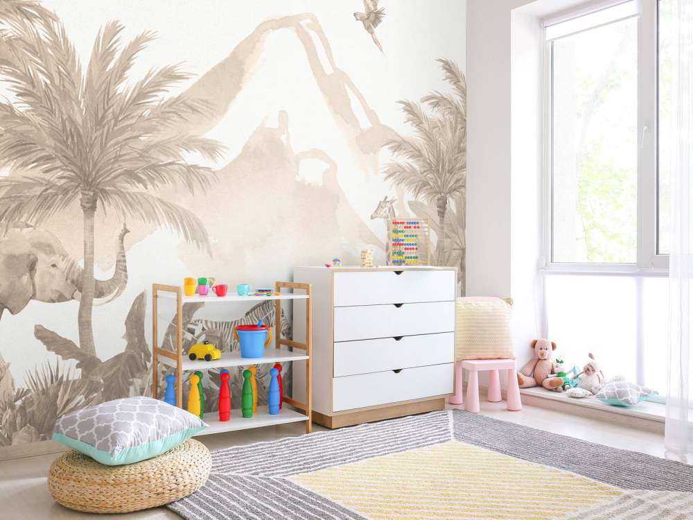 Jungle animals in taupe