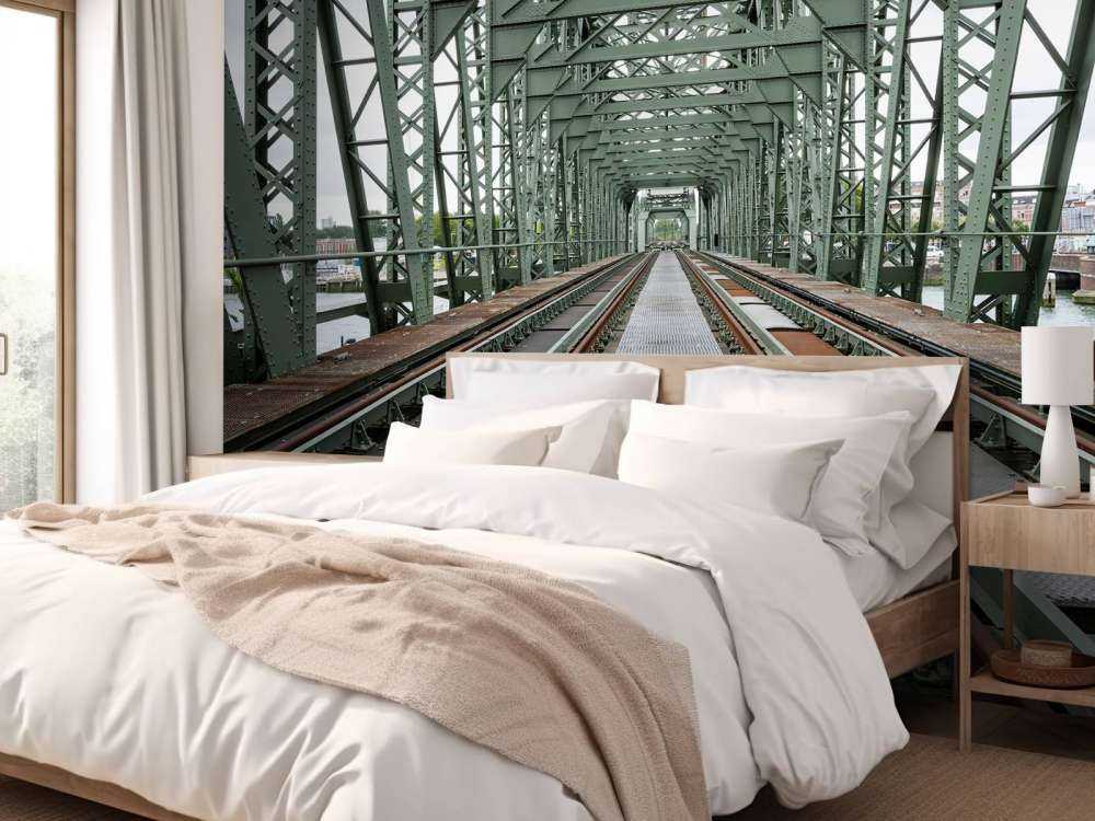 Monumental railroad bridge De Hef in Rotterdam  