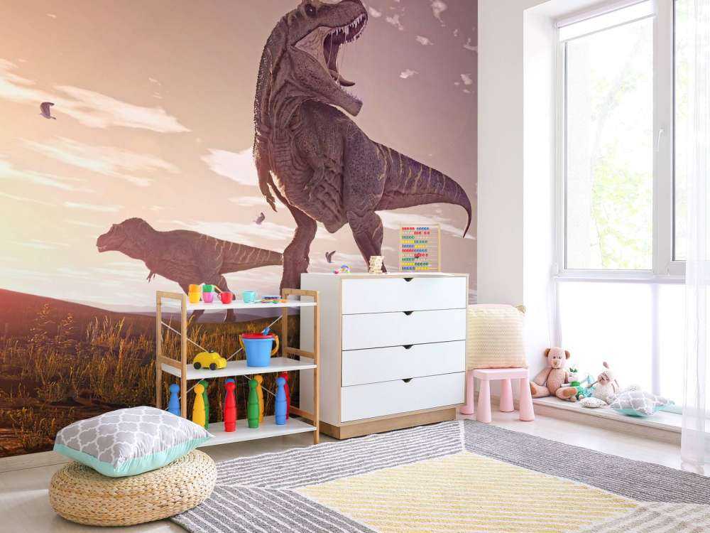 Two Tyrannosauruses in a field