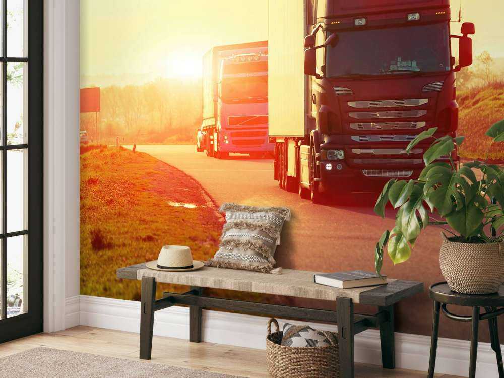 Trucks on a motorway