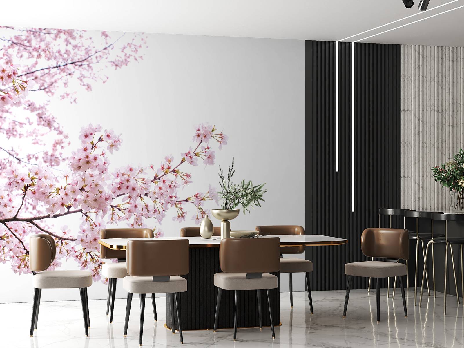 Pink blossom branches