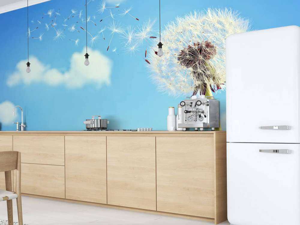 Flying dandelion seeds