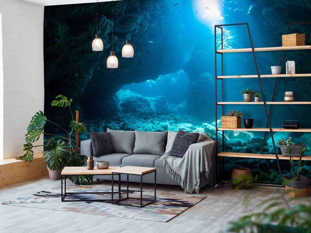 Dark cave in the ocean