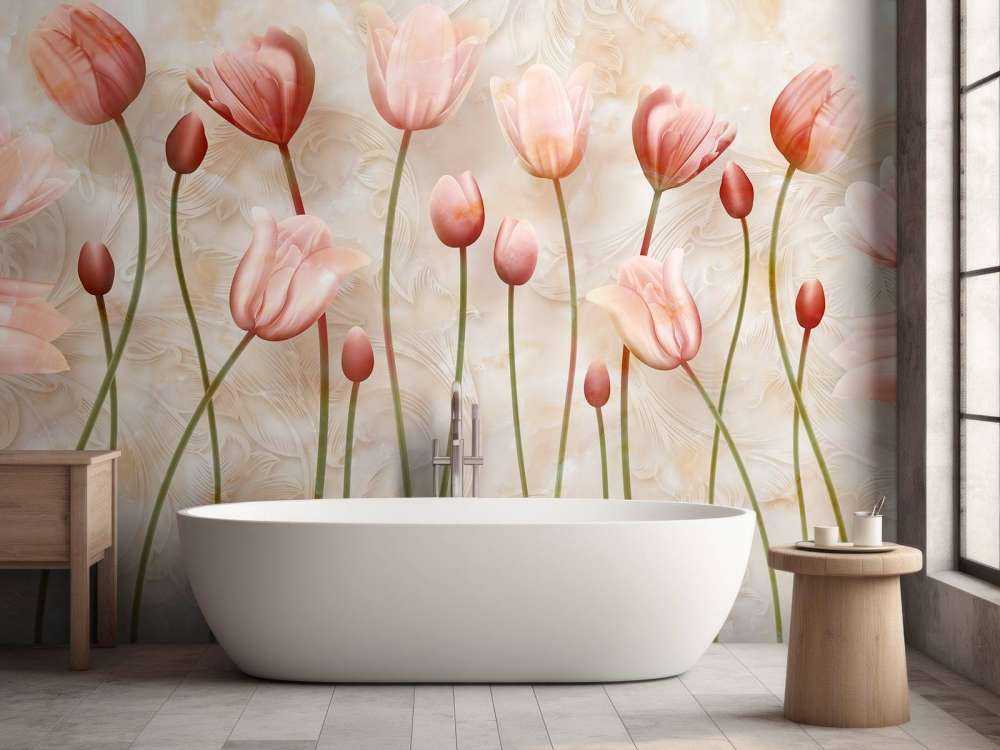 Pink waving tulips