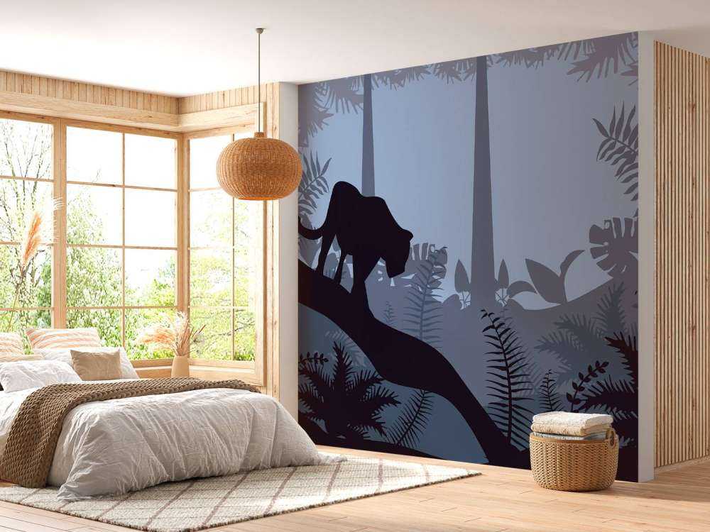 Leopard in a blue jungle