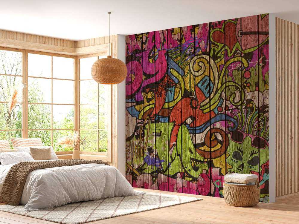 Street graffiti on old wood