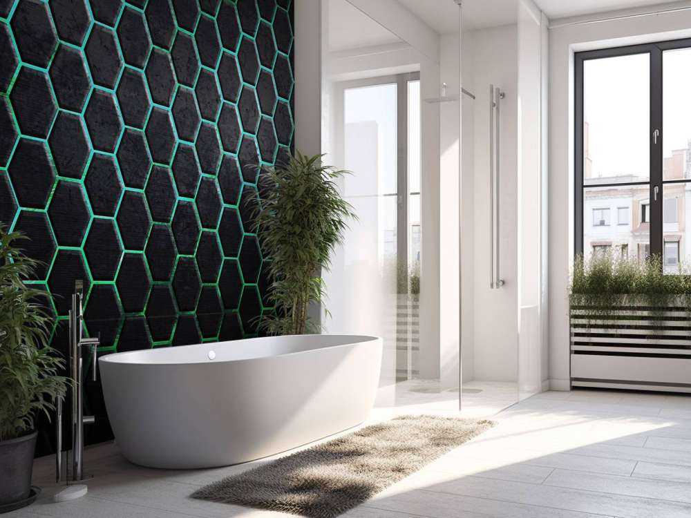 Hexagons with green lights