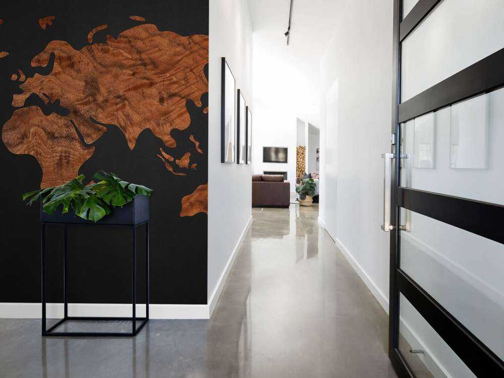 World map with wood veneer