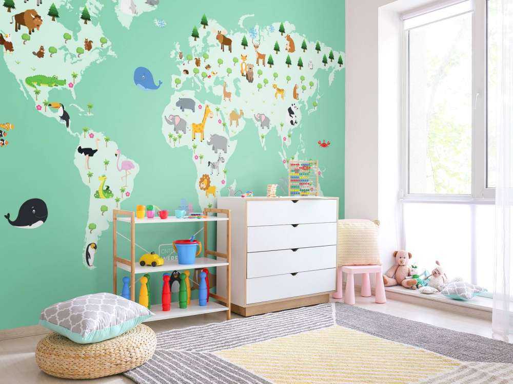 World map for children in green
