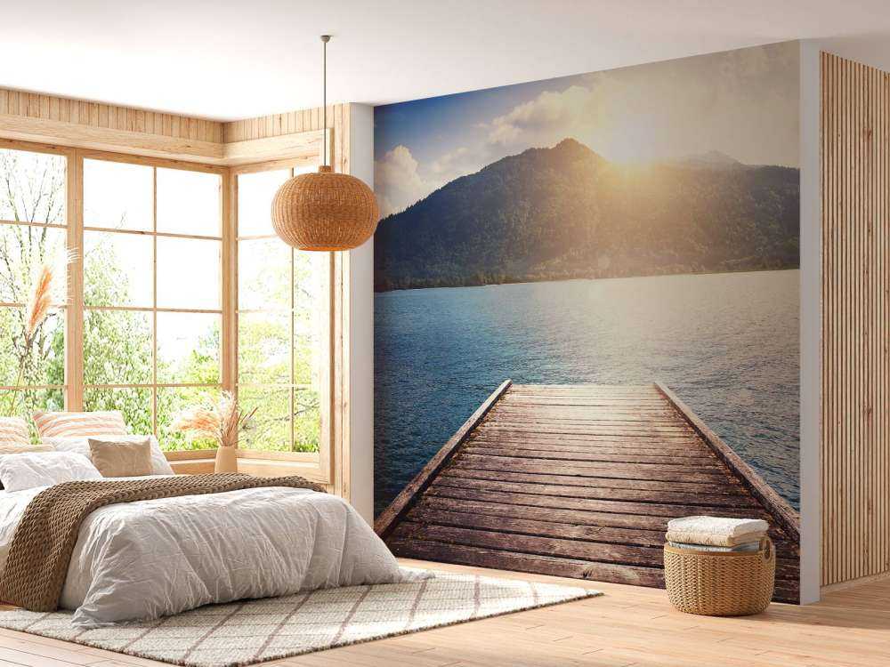 Scaffolding to a lake